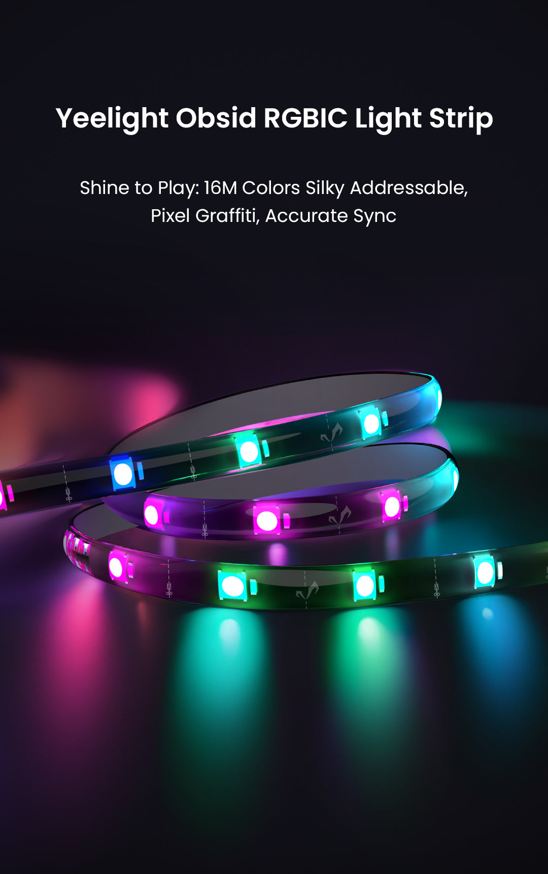 Yeelight Led Strip, Wi-Fi, OBSID RGBIC, 2m, Black YLFWD-0025 YLFWD-0025 