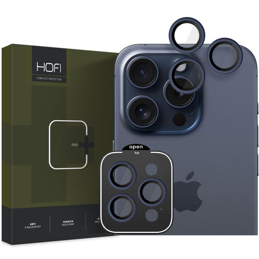 Protective Film Rear Camera Back Cover HOFI CamRing PRO+ for Apple iPhone 15 Pro Max / 15 Pro, Glass Protected, Navy Blue 